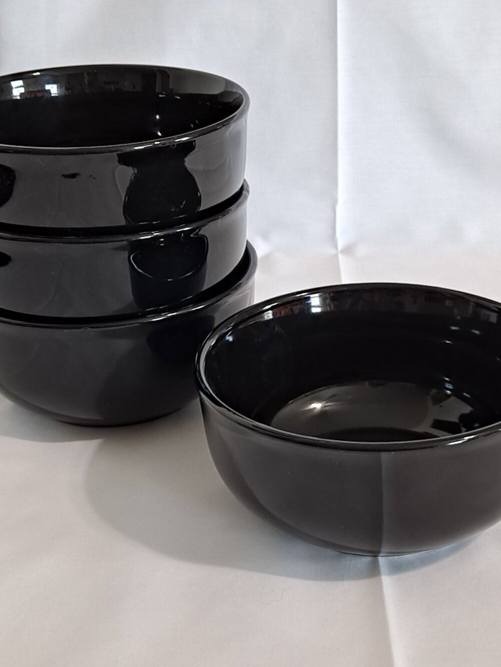 Set 4 Royal Norfolk SOLID BLACK 6" Soup BOWLS Cereal Stoneware